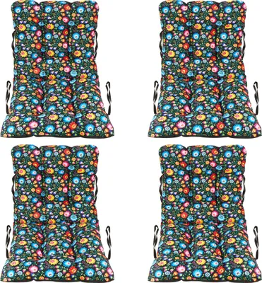 Produktbild von SuperKissen24. Stuhlkissen Sitzkissen und Rückenkissen für stühle - 4er Set 48x48x48 cm - Outdoor und Indoor - Folk