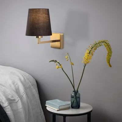 Produktbild von Opviq, Wandleuchte aus Metall (Gold/Schwarz), 18 x 24 cm, Höhe 30 cm | E27 Fassung, max. 40 W, IP20 | Elegantes Design für Hotel- und Wohnräume, stilvoll und funktional.