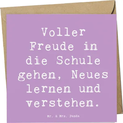 Produktbild von Mr. & Mrs. Panda Grußkarte Spruch Schulanfang Freude - Lavendeltraum - Geschenk, Einschulung, faltkarte, Trost, Klappkarte, anlasskarte, Zuversicht, Vertrauem, Motivation