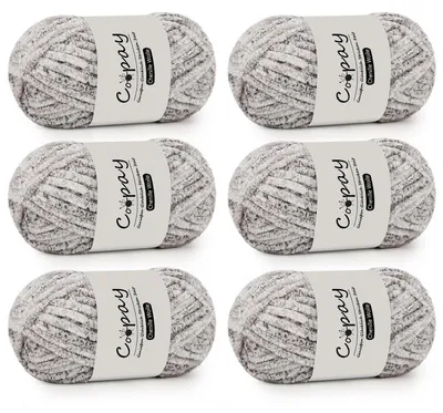 Obrázok produktu pre Chenilleová priadza na háčkovanie a pletenie, 6 x 100 g, mäkká, nadýchaná, hrubá, polyester