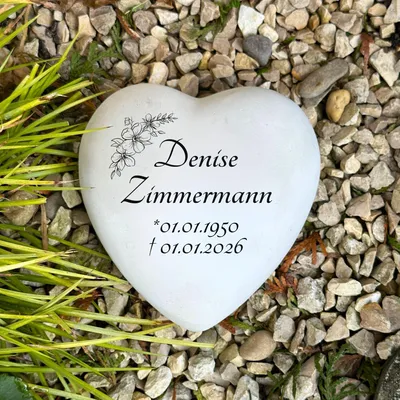 Produktbild von Herz Grabherz personalisiert Grabschmuck 13cm mit Gravur Herzen Andenken Grabstein Urnengrab