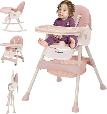 Obrázok produktu pre Detajská jedálenská stolička - Detská stolička - Bezpečné kŕmenie - Multifunkčná, 3 v 1 - 60 x 80 x 99 cm - Ružová