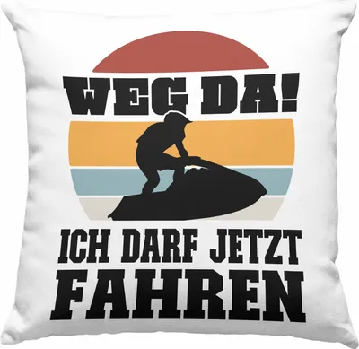 Produktbild von Trendation - Jetski Deko-Kissen mit Füllung 40x40 Geschenk mit Spruch Jetski Sprüche Jetskifahrer (Rosa)
