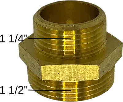 Produktbild von Reduziernippel Messing 1 1/2" flachdichtend 1 1/4" gewindedichtend Heizung Solar
