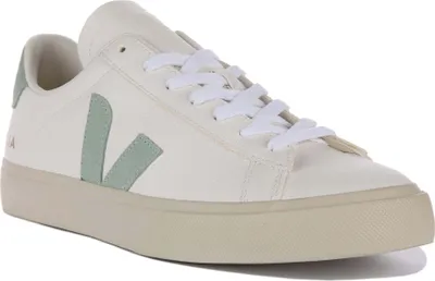Produktbild von Veja Campo Frauen Schnürung Chromefree Leder Turnschuhe Weiß Grün – 5 Großbritannien - 38 EU - 7 US / Weiß Grün