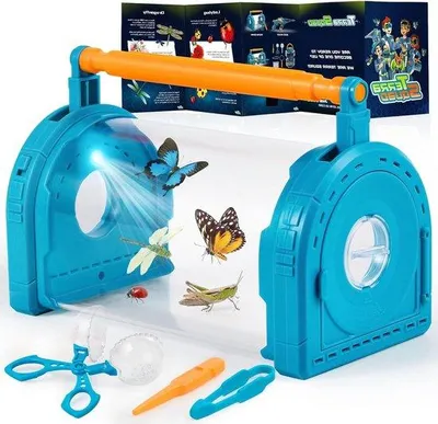 Produktbild von Insektenfänger-Kit für Kinder - Lebzimmerbox für das Sammeln von Insekten - Innen und Außen - Käferzange Pinset - Aktivitätsbuch - Geschenk