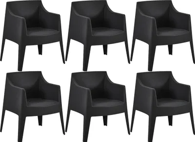 Produktbild von CLP 6er Set Gartenstühle Bartal stapelbar wetterfest UV-beständig bis 150 kg schwarz