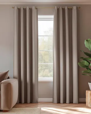 Produktbild von Fertigvorhang HOOMstyle - Blickdicht - Vorhang mit Ösen - 140x270 cm - Taupe / Braun