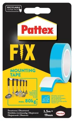 Obrázok produktu pre Montážna páska Pattex Fix, obojstranná, 80kg, dĺžka 1,5m