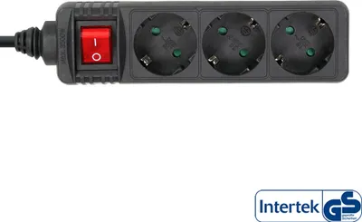 Image de InLine® 16435S Multiprise, 3x contact de protection, avec interrupteur, 5m, noir