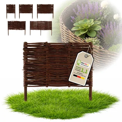 Obrázek produktu pro Floranica 1 kus Vrbový plot 40 cm x 40 cm – Zahradní plot z vrbového proutí Palisáda Přírodní oplocení Ohraničení záhonu