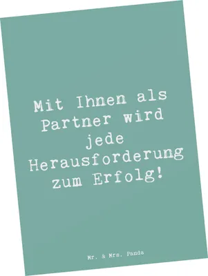 Produktbild von Mr. & Mrs. Panda Ansichtskarte Spruch Erfolgreiche Geschäftspartner - Meeresbrise - Geschenk, Freude, Aufmerksamkeit, Danke sagen, Kunstkarten, Postkarte, Dankesgeste