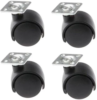 Immagine prodotto di Rotelle metalliche a doppio snodo da 30 mm con base in acciaio per mobili, portata 20 kg/rotella, con ruote metalliche a doppio snodo