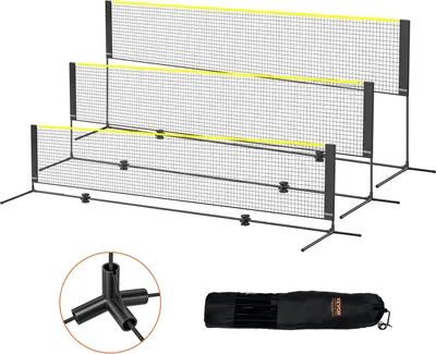 Produktbild von Badmintonnetz, höhenverstellbares Volleyballnetz, 420 x 155 x 103 cm Faltbares Pickleballnetz, Tragbares Tennisnetz-Set mit Stangen, Ständer und Tragetasche, im Garten, Drinnen & Draußen