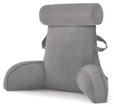 Image de Coussin de lecture, support ergonomique, housse amovible, gris