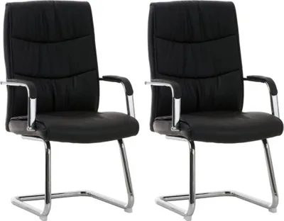 Produktbild von 2-teiliges Esszimmerstuhl-Set – Kunstleder – ergonomischer Komfort | Farbe: Schwarz