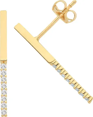 Produktbild von Elegante 9 Karat (375) Gold Damen - Paar Ohrstecker mit Zirkonia - 19mm; TRS26898