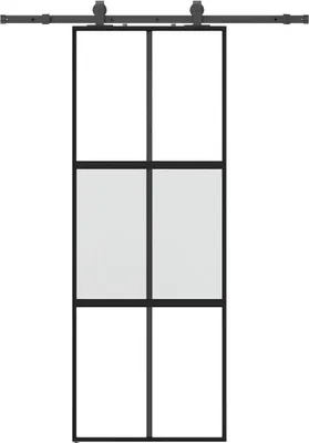 Obrázok produktu pre vidaXL Posuvné dvere s kovaním čierne 76x205 cm tvrdené sklo