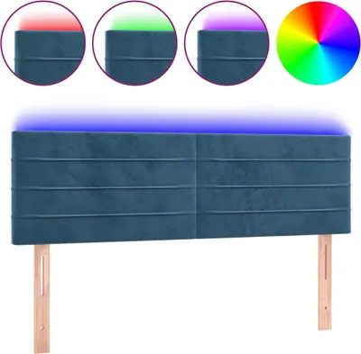 Produktbild von vidaXL LED Kopfteil Dunkelblau 144x5x78/88 cm Samt
