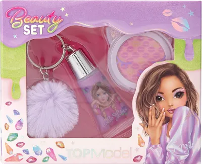 Produktbild von Depesche TOPModel Beauty and Me Beauty Set in Purple with Shimmering Eyeshadow and Purple Lip Gloss with Plush Pendant