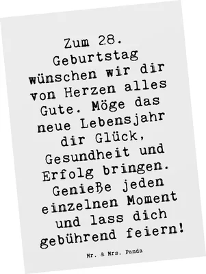 Produktbild von Mr. & Mrs. Panda Ansichtskarte Spruch 28. Geburtstag - Weiß - Geschenk, Postkarte, Ansichtskarten, Grußkarte, Postkarten, Alles Gute zum, Einzigartigkeit, bildkarte