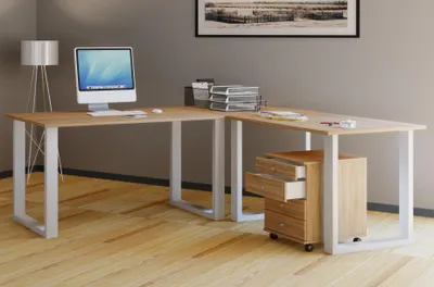 Produktbild von VCM VCM Holz Schreibtisch | Eckschreibtisch schlicht | 220x220 | L Form links oder rechts | Arbeitstisch Platte 80 cm tief | Computertisch Büromöbel - Lona U