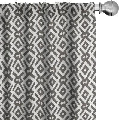Immagine prodotto di ABAKUHAUS Tende moderne, tendaggi, design etnico tribale e geometrico con bordi a righe grafiche, 2 pezzi 75 x 225 cm, taupe scuro e bianco