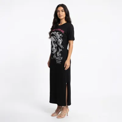 Produktbild von Yakuza Damen Good Girls Maxi T-Shirt Kleid, Schwarz, XS