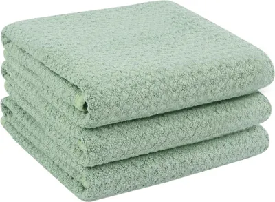 Produktbild von VIVOTE Microfaser Grüne Geschirrhandtücher 3er Pack 40x56cm, Saugfähig & Fusselfrei