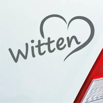 Produktbild von Auto Aufkleber Witten Herz Stadt City Liebe Love Heimat 14,5x8 cm Grau Sticker Heckscheibenaufkleber