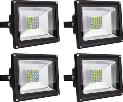 Immagine prodotto di Greenmigo Set di 4 faretti LED da 30 W per esterni, IP65, impermeabili, luce bianca calda