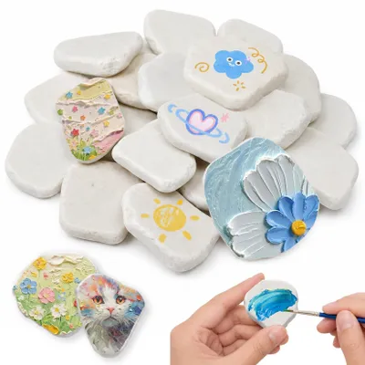 Imagen del producto de Juego de 20 piedras de pintura blancas para proyectos creativos