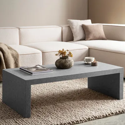 Produktbild von FineBuy Couchtisch 110x55x35 cm Grau Sofatisch Zeitlos Design Wohnzimmertisch Rechteckig Loungetisch Schlicht Kaffeetisch Groß