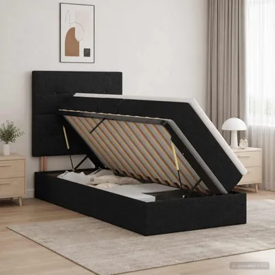 Immagine prodotto di Maison Exclusive - Letto a castello con illuminazione a LED e materasso nero 90 x 190 cm in tessuto