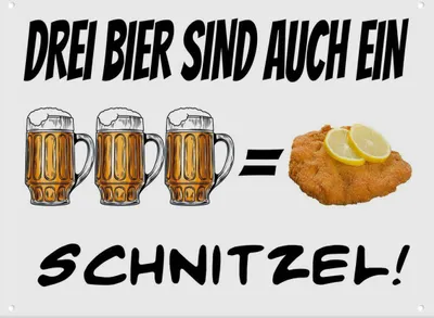 Produktbild von vianmo Blechschild 30x40 cm 3 Bier sind ein Schnitzel Spruch Zitat