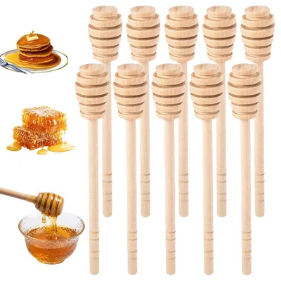 10 Honiglöffel aus Holz, 15,2 cm, braun, Rührstäbchen