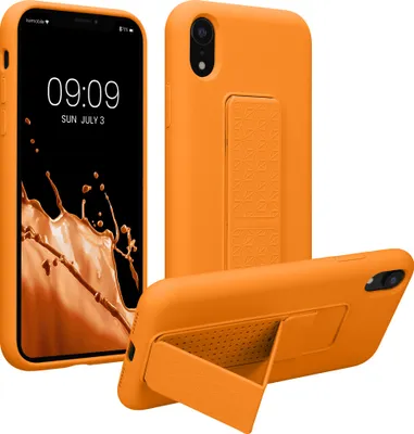 Produktbild von kwmobile Handyhülle für Apple iPhone XR Hülle - TPU Silikon Case mit Fingerhalter und Stand - Schutzhülle Cover in Fruity Orange