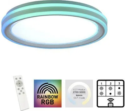 Obrázek produktu pro RGB LED stropní svítidlo bílé, stmívatelné dálkové ovládání, V 8,5 cm