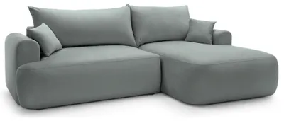Produktbild von Selsey OVO - Ecksofa mit Schlaffunktion, Stauraum und Samtbezug, grau, rechts