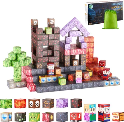 Produktbild von VEVOR Magnetische Bausteine, 100-teiliges Dark Castle-Set, Magnetblöcke, STEM Montessori-Spielzeug als Weihnachts- & Geburtstagsgeschenk, Konstruktions-Stapelspielzeug, ab 3 Jahren