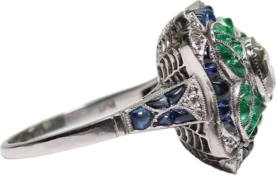 Produktbild von Fingerring für Damen, künstlicher Saphir, Smaragd, eingelegte Blumen, Hochzeit, Party, Schmuck, Geschenk-3-farbig,US 9