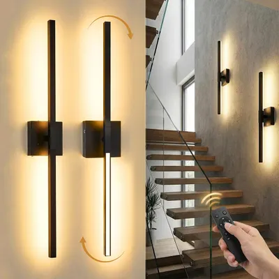 Produktbild von LED Wandleuchte 80cm mit 10000mAh Akku, 360° Drehbar Wandlampe kabellos, Dimmbar 3000K-6000K, USB-C aufladbar, Fernbedienung & Timer für Wohnzimmer & Schlafzimmer, 2er-Set