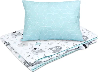 Produktbild von Bellochi Multifunktional Baby Decke Set - Doppelseitig Baby Bettwäsche 75x100 cm und Kissen 30x40cm - aus 100% Baumwolle -   - Animaland