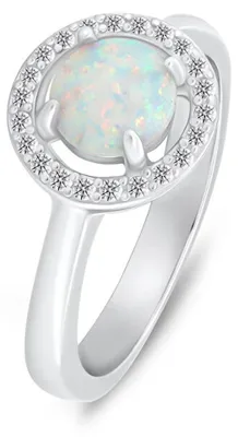 Produktbild von Zarter Silberring mit Opal und Zirkonen RI108W - Kreislauf: 54 mm