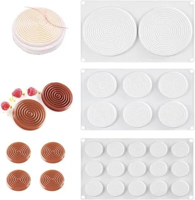 Produktbild von Silikonische Formen für Torte- und Tortendekoration, Set aus 3 Stücken, 12 cm, weiß