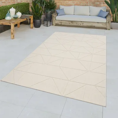 Produktbild von TT Home In-& Outdoorteppich Wetterfest Terrasse Esszimmer Geometrische Abstrakte Optik Größe 80x150 cm
