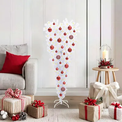 Zdjęcie produktu dla Maison Exclusive - Sztuczne drzewko świąteczne, białe, 120 cm, wykonane z PVC i stali