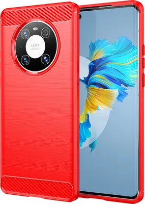 Produktbild von Hülle für Huawei Mate 40 Pro Carbon-Faser Weich TPU Silikon Stoßfest Handyhülle Rot