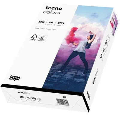 Imagen del producto de Tecno Colors, papel blanco, formato A4 (DIN A4, 250 hojas, 160 g/m²)
