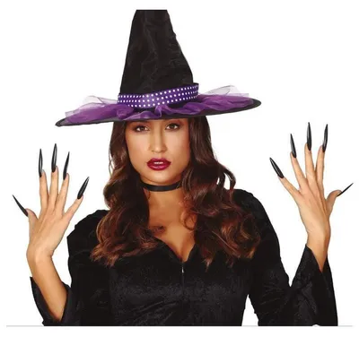 Obrázok produktu pre Čierne čarodejnícke nechty 10 ks - Halloween